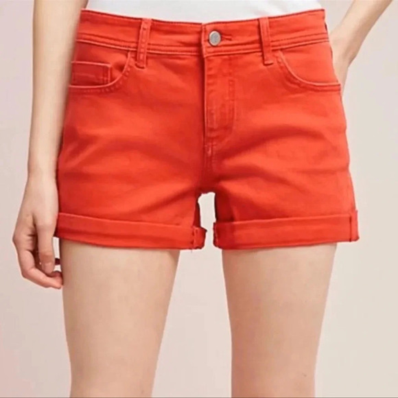 Anthropologie Pilcro and the letterpress boy fit high cuff shorts Earthy Orange - Picture 1 of 12